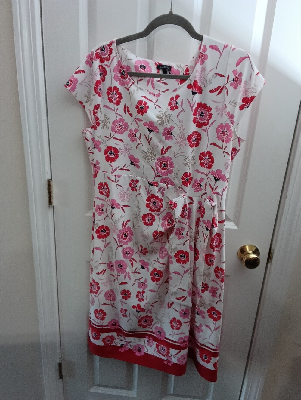 TALBOTS Floral Pink & White Cap-Sleeve Shift Dress SIZE LARGE - Picture 4 of 10